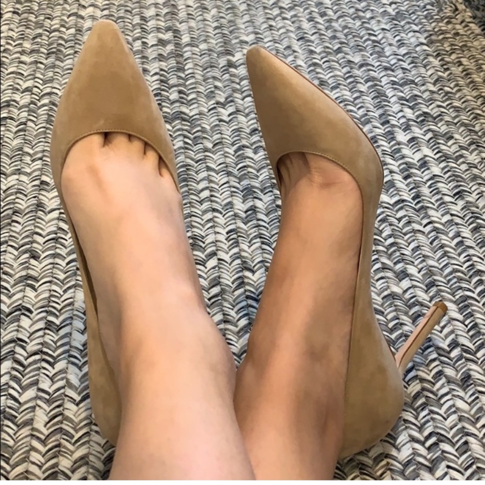 Jimmy Choo Suede Nude Heels Sz 39.5